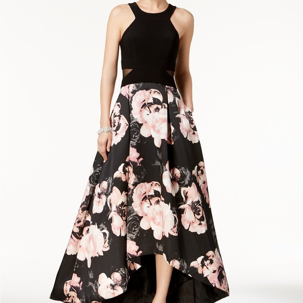 Xscape Floral Print High-Low Gown Sz 6